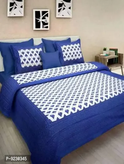 E-WISH BOX 100 % Cotton Rajasthani Jaipuri Double bedsheet with 2 Pillow Covers