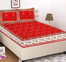 Comfortable Cotton Printed King Bedsheet with 2 Pillow Covers-thumb1