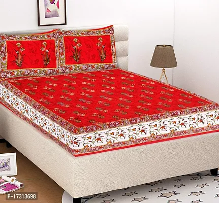 Comfortable Cotton Printed King Bedsheet with 2 Pillow Covers-thumb2