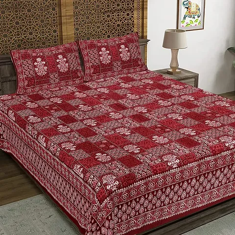 Premium Cotton Hand Block Printed King Size Bedsheets (90*106 Inch)