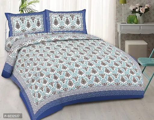Jaipuri Cotton Super Queen Size Bedsheet Bedroom Maching with 2 Pillow Covers ( 225 cm X 270 cm ) D.N.071
