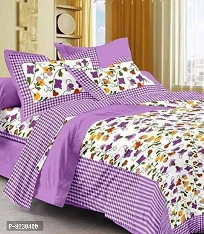 E-WISH BOX 100% Cotton Double BedSheet for Double Bed with 2 Pillow Covers Set, Queen Size Bedsheet Series, 140 TC, 3D Printed Pattern