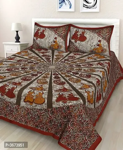 Cotton Double Bedsheet 90*100 inch With 2 Pillowcovers 27*17 inch-thumb0