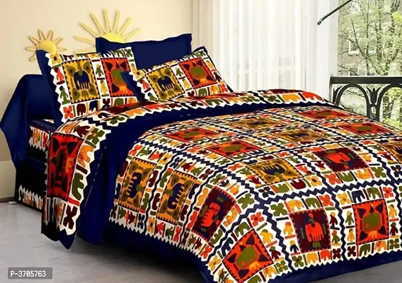 Cotton Double Bedsheet With Two Pillow Cover