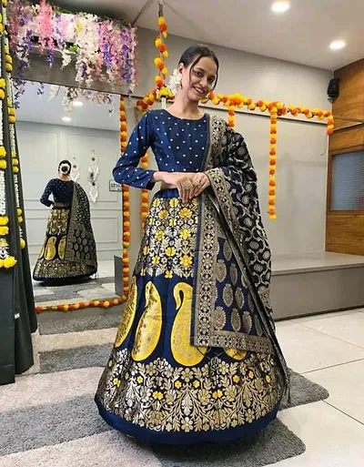 DISHWA FASHION Self Design Semi Stitched Lehenga Choli And Unstitched Blouse