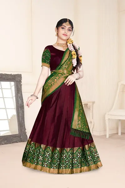 Art Silk Woven Semi Stitched Lehenga Choli Set