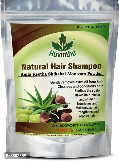 Havintha Natural Amla Reetha Shikakai and Aloevera Powder Shampoo for Oily Hair - 227g-thumb0