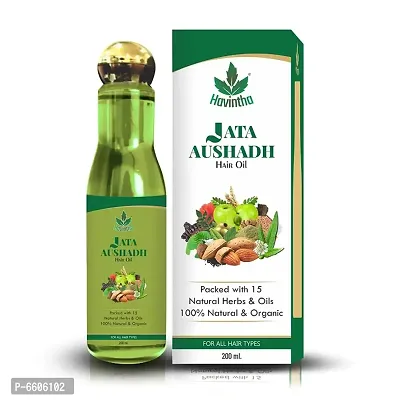Havintha Natural Jata Aushadh Hair Oil for Hair Growth and Strengthen Hair Roots (200ml) with Jatamansi, Kalonji, Bhringraj, Karipatta and Almonds | 15 Natural Herbs Hair Oil
