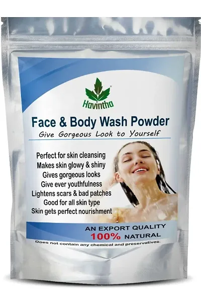 Havintha Natural Face and Body Wash Powder for All Skin Types - 227 gm