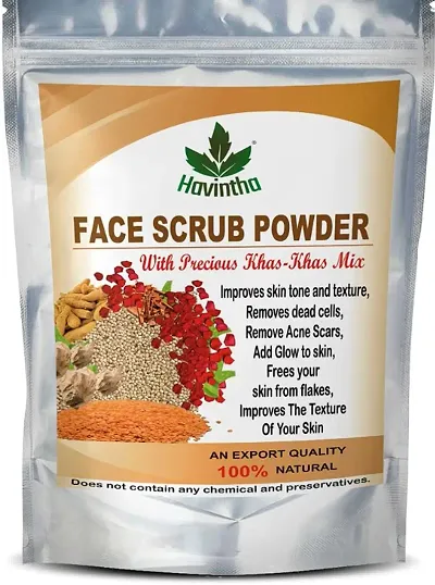 Havintha Natural Face Scrub Powder with Khas-Khas for Removes Blackheads and dead cells, All Skin Types - 227 GM