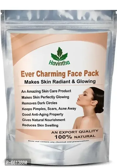 Havinthas Natural Evercharming Face Pack for Glowing Skin - All Skin Types | 4 Natural Ingredients - Cucumber, Pomegranate, Masoor dal and Multani Mitti Powder - 227gm