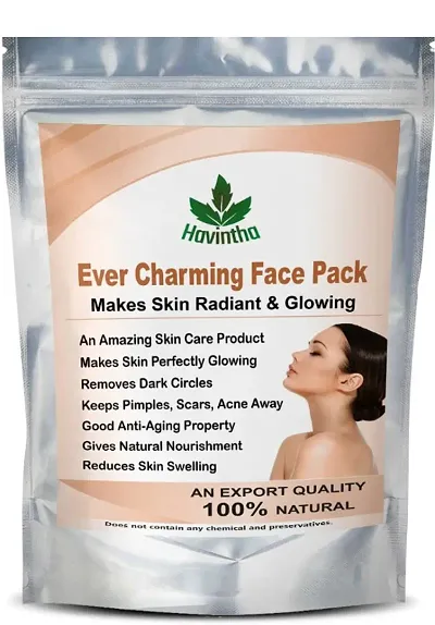 Havinthas Natural Evercharming Face Pack for Glowing Skin - All Skin Types | 4 Natural Ingredients - Cucumber, Pomegranate, Masoor dal and Multani Mitti Powder - 227gm