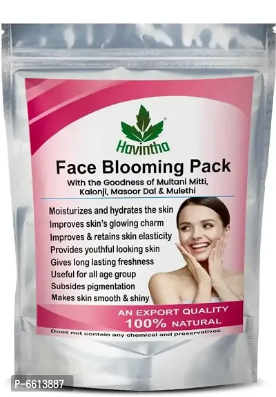 Havintha Natural Blooming Face Pack with Kalonji Seed, Masoor Dal, Mulethi and Multani Mitti Powder, 227 gm-thumb0