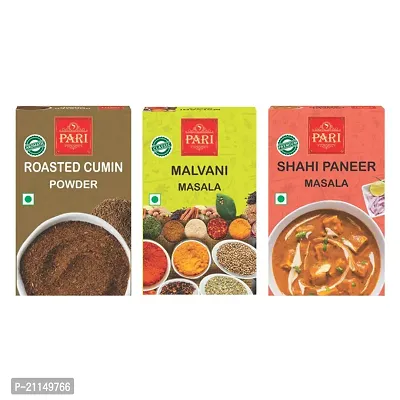 Pari Combo of Roasted Cumin Powder ( 50 g )   Malvani Masala ( 50 g )  Shahi Paneer Masala ( 50 g ) ( Pack of 3 )  Authentic  Aromatic Flavourful Spice Mix  Easy to Cook