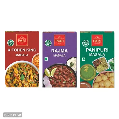 Pari Combo of Kitchen King Masala ( 50 g )   Rajma Masala ( 50 g )  Pani Puri Masala ( 50 g ) ( Pack of 3 )  Authentic  Aromatic Flavourful Spice Mix  Easy to Cook