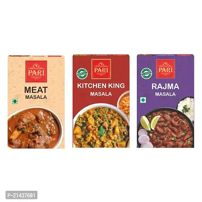 Pari Combo of Meat Masala ( 50 g ) ,Kitchen King Masala ( 50 g ), Rajma Masala ( 50 g ) ( Pack of 3 ) - Authentic, Aromatic,Flavourful Spice Mix - Easy to Cook