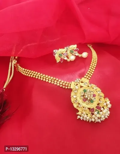 Gold Plated Multi Color Stones Studded Classic Most Attractive Jewellery Set