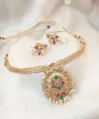 Gold Plated Multi Color Stones Studded Classic Most Attractive Jewellery Set-thumb4
