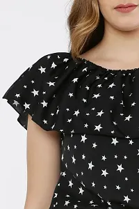 Attractive Poly Crepe Star Printed Top for Women-thumb1