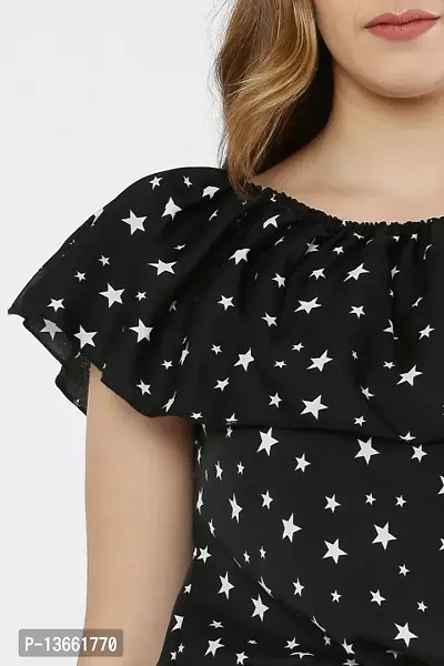 Attractive Poly Crepe Star Printed Top for Women-thumb2