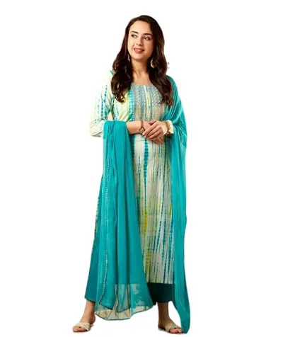 Stylish Rayon Printed A-Line Kurtis Bottom and Dupatta Set