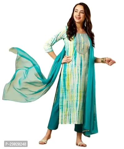 Classic Viscose Rayon Kurta, Bottom and Dupatta Set-thumb2