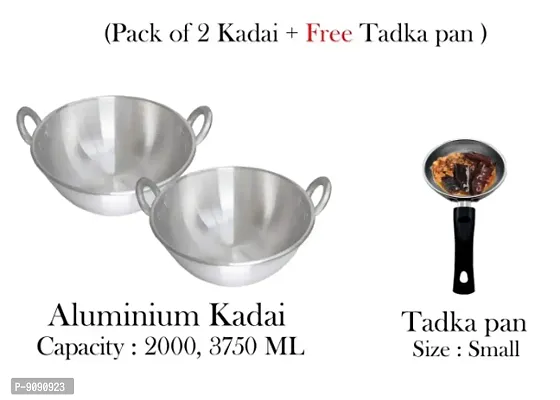Aluminum Kadai 2000ML, 3750ML And Free Tadka Pan-thumb0