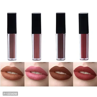 GLOWY The Nude Edition Long Lasting Sensational Liquid Matte Lipstick Non Transfer Set Of 4 Nude Shades Combo Pack l-a-k-m-e Quality-thumb0