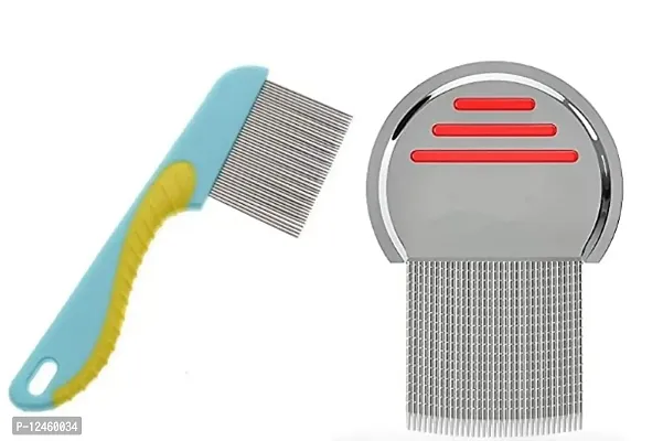 Eltihr 2pc Terminator Lice Comb, Professional Stainless Steel Louse and Nit Comb for Head Lice Treatment, Removes Nits handle lice comb