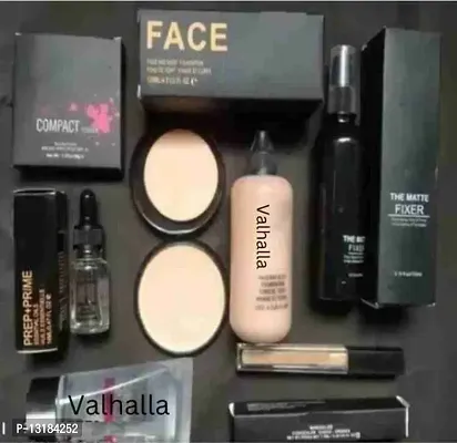 Face makeup combo pack of 6 items (fixer, primer, concealer, face compact powder, foundation with face serum makeup combo)-thumb0