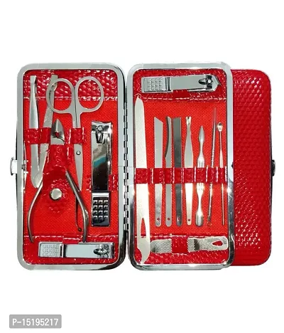 Manicure Set 16 in 1 Stainless Steel Professional Pedicure Kit Nail Scissors Grooming Kit with Leather Travel Case-thumb0