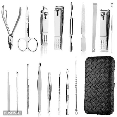 Manicure Kit, Pedicure Tools for Feet, Nail Clipper, Ear Pick Tweezers, Manicure Pedicure Set for Women and Men, Brown set of 16 pcs-thumb4