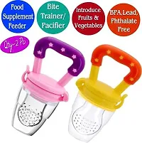 NEPEE Pack of 2 Star Shaped Baby Food Feeder||Fruit Feeder Pacifier||Fruit Nibbler-Best Infant Teething Toy fruit Teether||Soft Silicone Fruit Teethers for Babies||Fridge  Dishwasher Safe || 100% BPA-thumb1