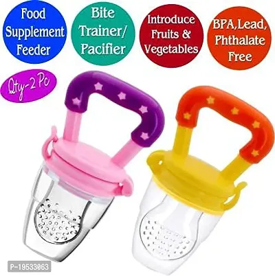 NEPEE Pack of 2 Star Shaped Baby Food Feeder||Fruit Feeder Pacifier||Fruit Nibbler-Best Infant Teething Toy fruit Teether||Soft Silicone Fruit Teethers for Babies||Fridge  Dishwasher Safe || 100% BPA-thumb2