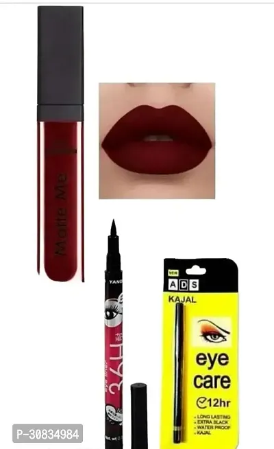 Best quality waterproof lipstick with waterproof black eyeliner and kajal