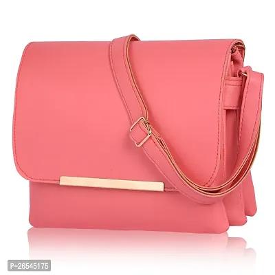 Stylish Pink PU Solid Sling Bags For Women