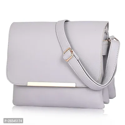 Stylish Grey PU Solid Sling Bags For Women