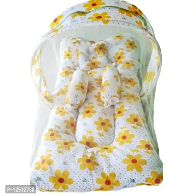MOSQUiTO NET WITH BEDDING SPECIALCOTTON FLOWER YELLOW-thumb0
