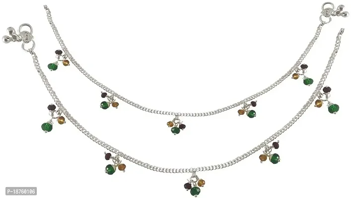Rejewel 22K Silver Plated Simple Stone Payal for Women