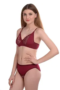 Stylish Maroon  Bra And Panty Set For Women-thumb1