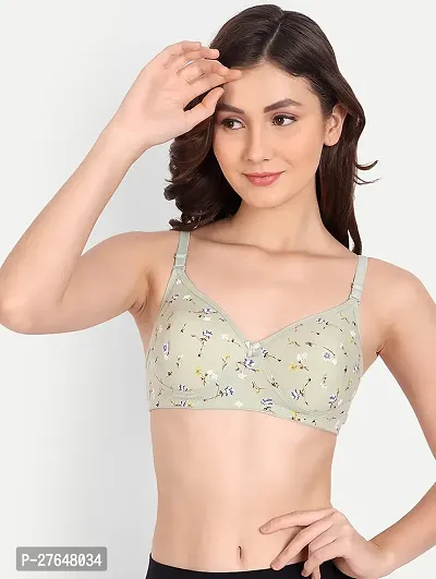 Stylish Green Cotton Solid Bras For Women-thumb0