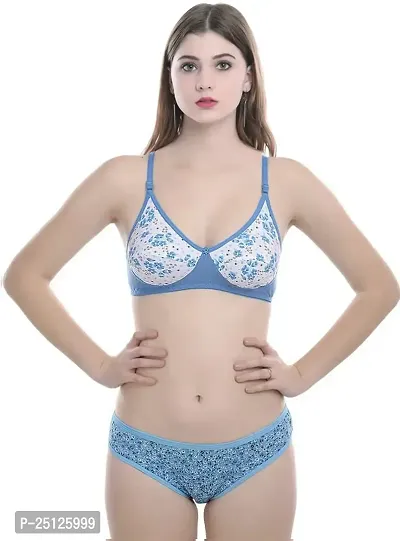 Stylish Blue  Bra And Panty Set For Women-thumb0
