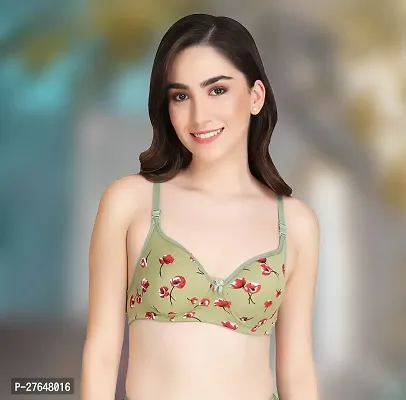 Stylish Green Cotton Solid Bras For Women-thumb0