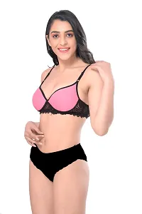 Women Cotton Bra Panty Set for Lingerie Set Pack of 3  Color : Pink,Blue,Brown-thumb2