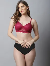 CUPSIN-Women Maroon,Black Cotton Bra Panty Set|Lingerie Set|Honeymoon Night Dress Wedding|Valentine Beautiful Gift for Girl|Bra Panty Set for Women with Sexy|Bra Panty Set for Women-thumb1