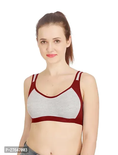 Stylish Maroon Cotton Solid Bras For Women-thumb0