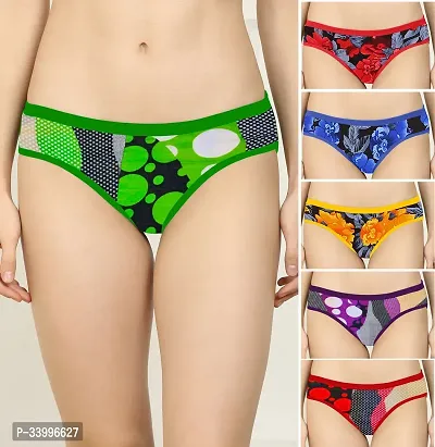 Women Cotton Silk Hipster Multicolor Panties Combo Pack Of 6-thumb0