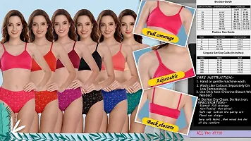 Women Cotton Bra Panty Set for Lingerie Set Pack of 6  Color : Pink,Red,Maroon,Black,Orange,Brown-thumb4