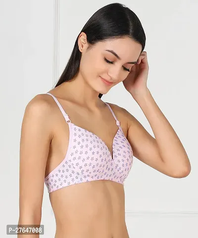 Stylish Pink Cotton Solid Bras For Women-thumb2