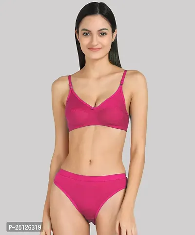 Stylish Pink  Bra And Panty Set For Women-thumb0